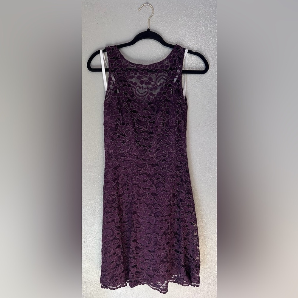 David’s bridal elegant purple lace a line dress - Picture 2 of 6